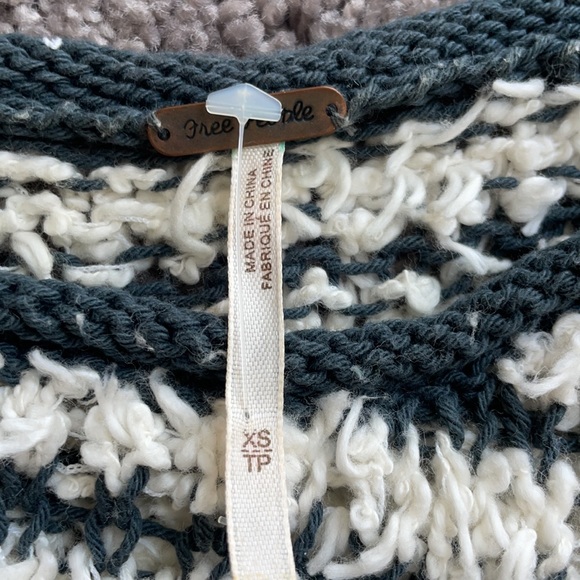 Free people teal and cream striped sweater - Picture 2 of 2